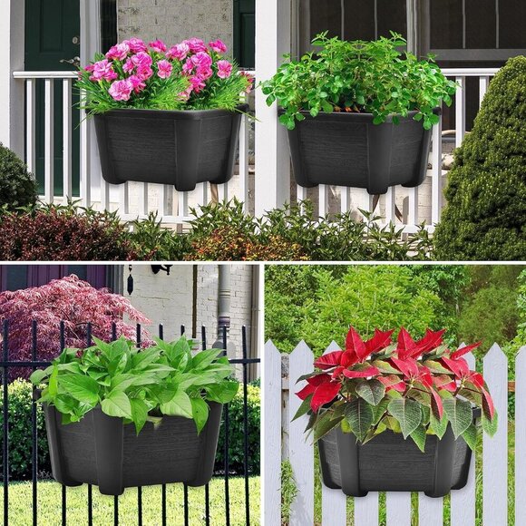 9.8 Inches Self Watering Wall Planters for Indoor Plants, Railing Planters Balco - Picture 7 of 9